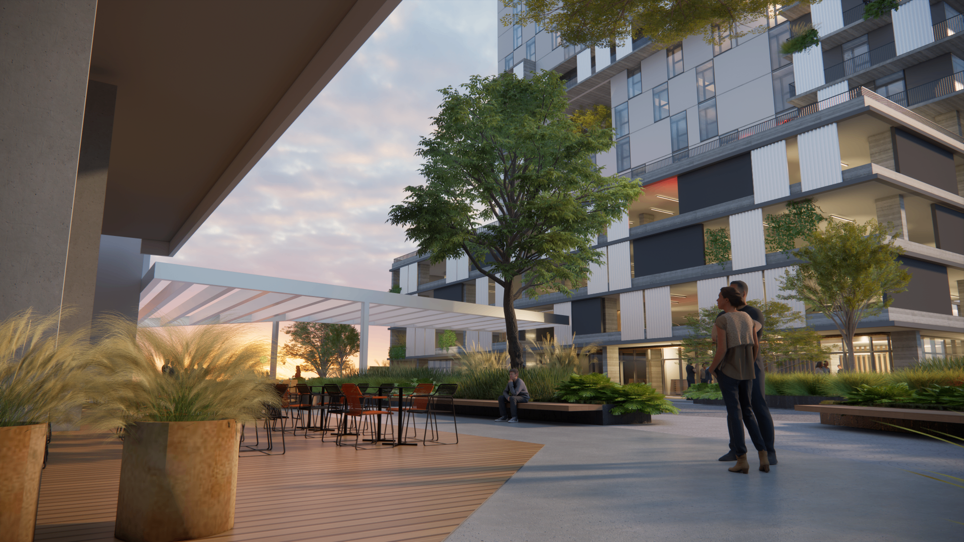 Praça externa e área de convivência do PZ Office